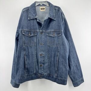 Wrangler Denim Jacket Mens XL Western Button Up Cowboy Trucker Coat Jean